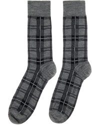 graue Socken mit Schottenmuster von Thom Browne
