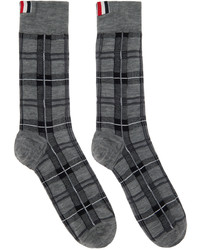 graue Socken mit Schottenmuster von Thom Browne