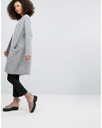 graue Strick Strickjacke mit einer offenen Front von Monki