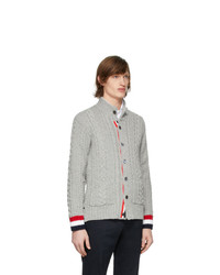 graue Strick Strickjacke von Thom Browne