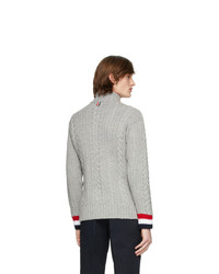 graue Strick Strickjacke von Thom Browne