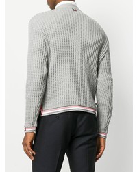 graue Strick Strickjacke von Thom Browne