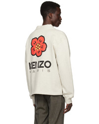 graue Strickjacke mit Blumenmuster von Kenzo