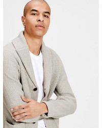 graue Strickjacke mit einem Schalkragen von Jack & Jones