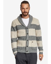 graue Strickjacke mit einem Schalkragen von khujo