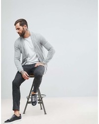 graue Strickjacke mit einem Schalkragen von Asos