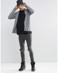 graue Strickjacke mit einem Schalkragen von Asos