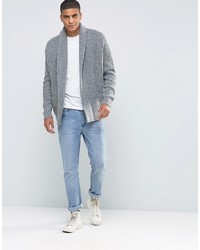 graue Strickjacke mit einem Schalkragen von Asos