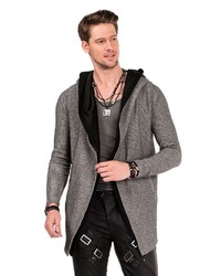 graue Strickjacke mit einer offenen Front von Cipo & Baxx