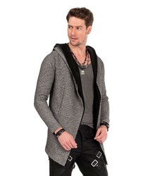 graue Strickjacke mit einer offenen Front von Cipo & Baxx