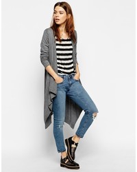 graue Strickjacke mit einer offenen Front von Asos