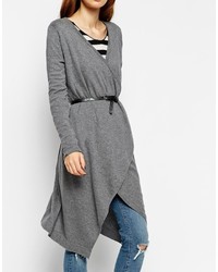 graue Strickjacke mit einer offenen Front von Asos