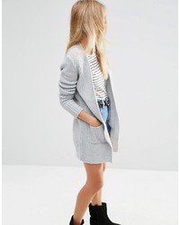 graue Strickjacke mit einer offenen Front von Asos