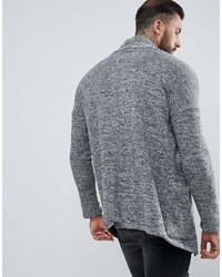 graue Strickjacke mit einer offenen Front von Bershka