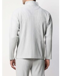 graue vertikal gestreifte Shirtjacke von Homme Plissé Issey Miyake