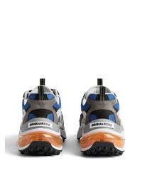 graue verzierte Leder niedrige Sneakers von DSQUARED2