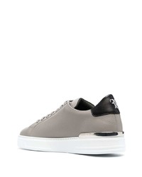 graue verzierte Leder niedrige Sneakers von Billionaire