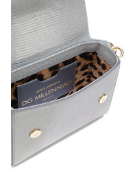 graue verzierte Leder Umhängetasche von Dolce & Gabbana