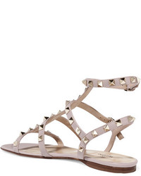 graue verzierte Ledersandalen von Valentino