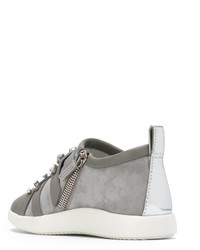 graue verzierte Slip-On Sneakers aus Leder von Giuseppe Zanotti Design