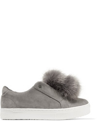 graue verzierte Slip-On Sneakers