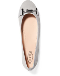 graue verzierte Wildleder Ballerinas von Tod's