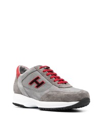 graue verzierte Wildleder niedrige Sneakers von Hogan