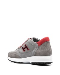 graue verzierte Wildleder niedrige Sneakers von Hogan