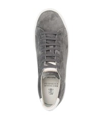 graue Wildleder niedrige Sneakers von Brunello Cucinelli