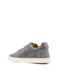 graue Wildleder niedrige Sneakers von Brunello Cucinelli