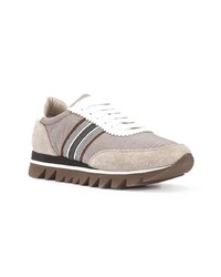 graue Wildleder niedrige Sneakers von Brunello Cucinelli