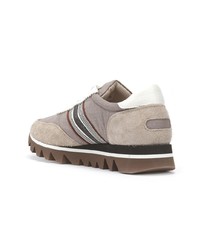 graue Wildleder niedrige Sneakers von Brunello Cucinelli