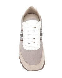 graue Wildleder niedrige Sneakers von Brunello Cucinelli