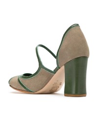 graue Wildleder Pumps mit Ausschnitten von Sarah Chofakian