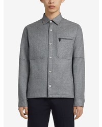 graue Wollshirtjacke von Z Zegna