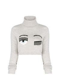 grauer bedruckter kurzer Pullover von Chiara Ferragni