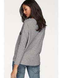 grauer bedruckter Oversize Pullover von Cotton Candy
