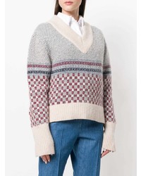 grauer bedruckter Oversize Pullover von Thom Browne