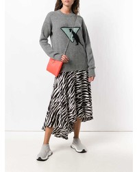 grauer bedruckter Oversize Pullover von Prada