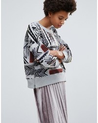 grauer bedruckter Oversize Pullover von French Connection