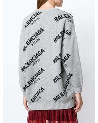grauer bedruckter Oversize Pullover von Balenciaga