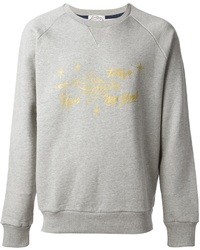 grauer bedruckter Oversize Pullover von Kitsune