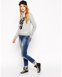 grauer bedruckter Oversize Pullover von A Question Of