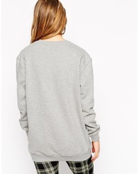 grauer bedruckter Oversize Pullover von A Question Of