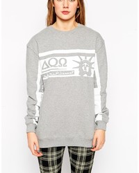 grauer bedruckter Oversize Pullover von A Question Of