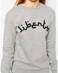 grauer bedruckter Oversize Pullover von A Question Of