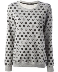 grauer bedruckter Oversize Pullover von Markus Lupfer