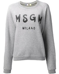 grauer bedruckter Oversize Pullover von MSGM