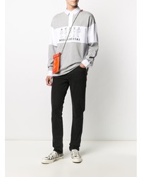 grauer bedruckter Polo Pullover von Moschino
