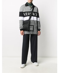 grauer bedruckter Polo Pullover von Versace
